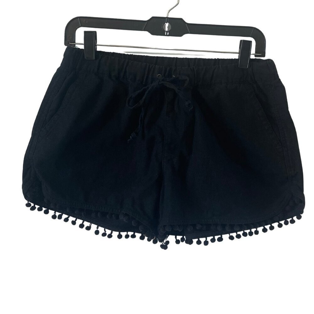 J Crew womens Pom-pom Linen-Cotton Drawstring Short S 3" inseam comfort beach
